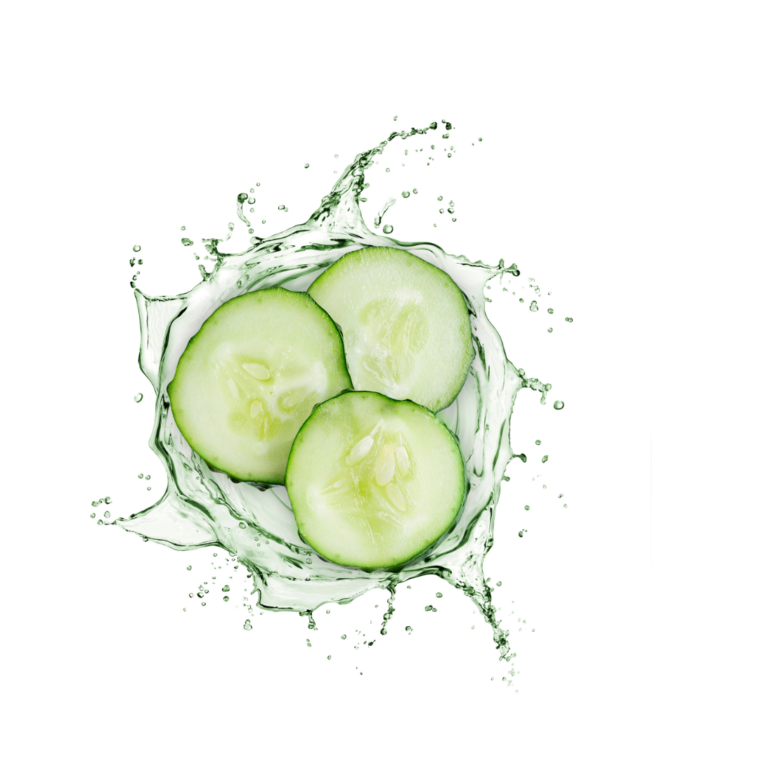 Cucumber swirling in it's skin benefiting extracts